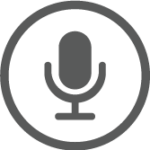 Icon for Voice: A gray circle with a microphone in the middle.