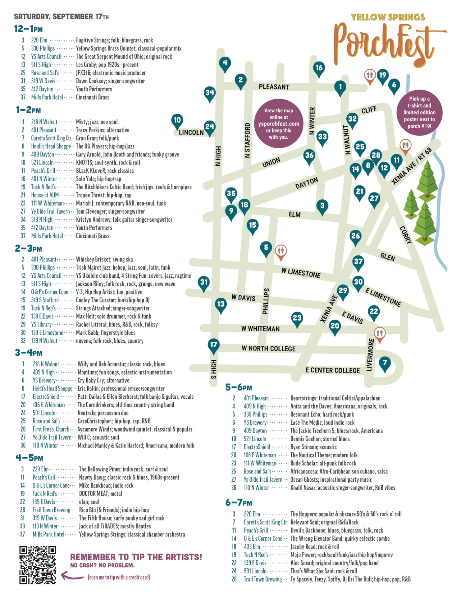 Yellow Springs Porchfest 2022 Map
